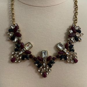 J. Crew Navy and Purple Gem Statement Necklace